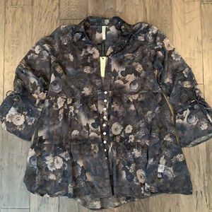 Gypsy Junkies Valkyrie Cinch Sleeve Sheer Top